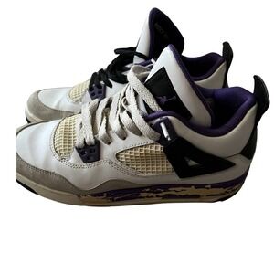 Nike Air Jordan 4 IV Retro GS White Violet Purple Size 6.5Y Sneakers
